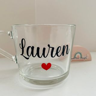 Name and heart glass mug: listing photo 2