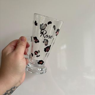 Leopard print personalised glass: listing photo 3